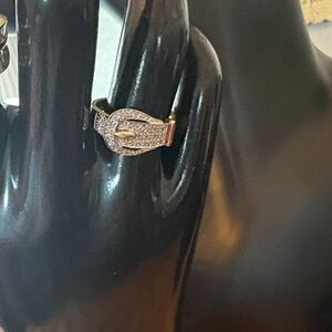Sparkling 14k Gold Buckle Ring